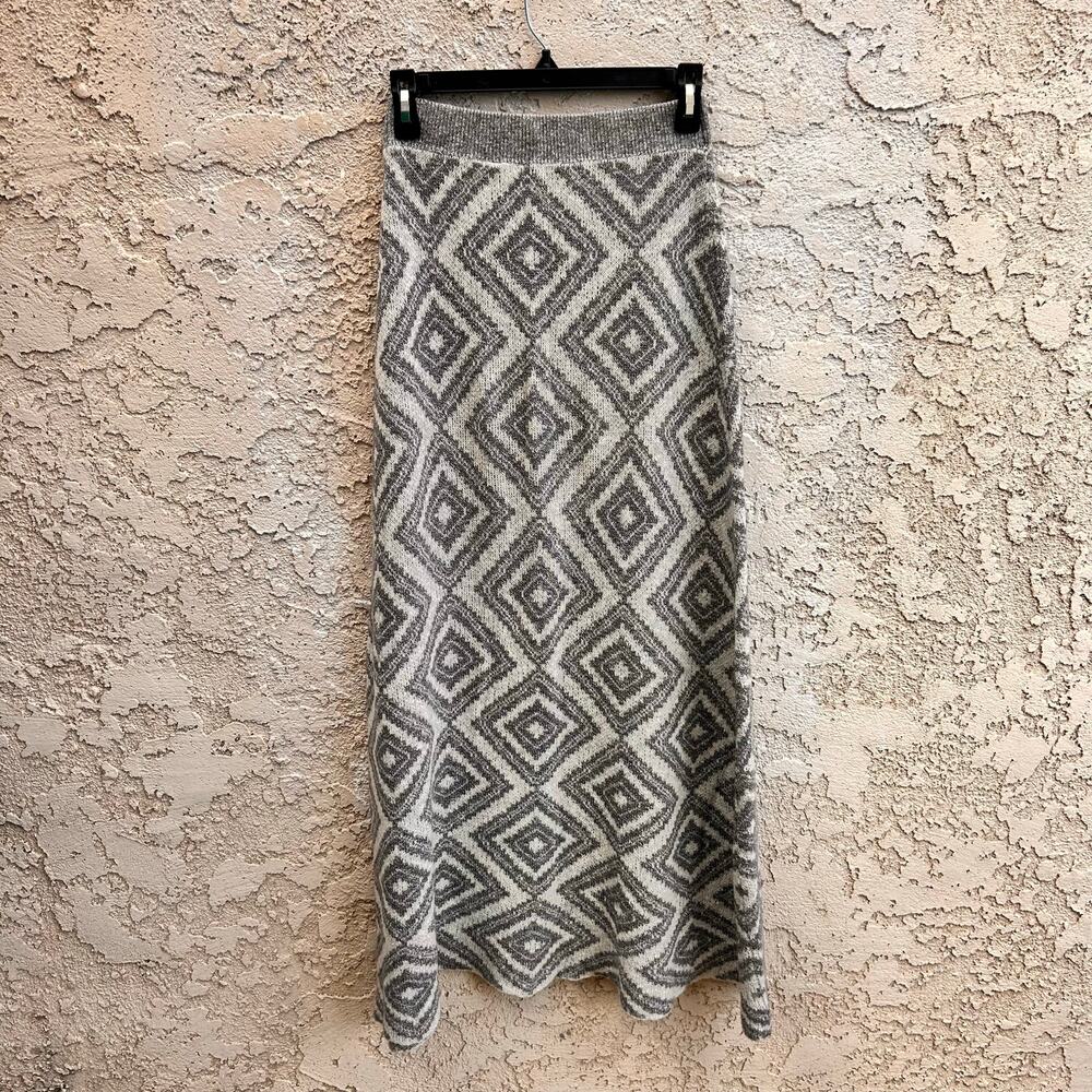 Moth Gray Alpaca Knit Diamond Knit Maxi Skirt Size Small
